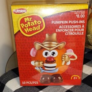 Halloween Mr Potato Head Pumpkin Push In Cowboy Costume 10 Parts NIB